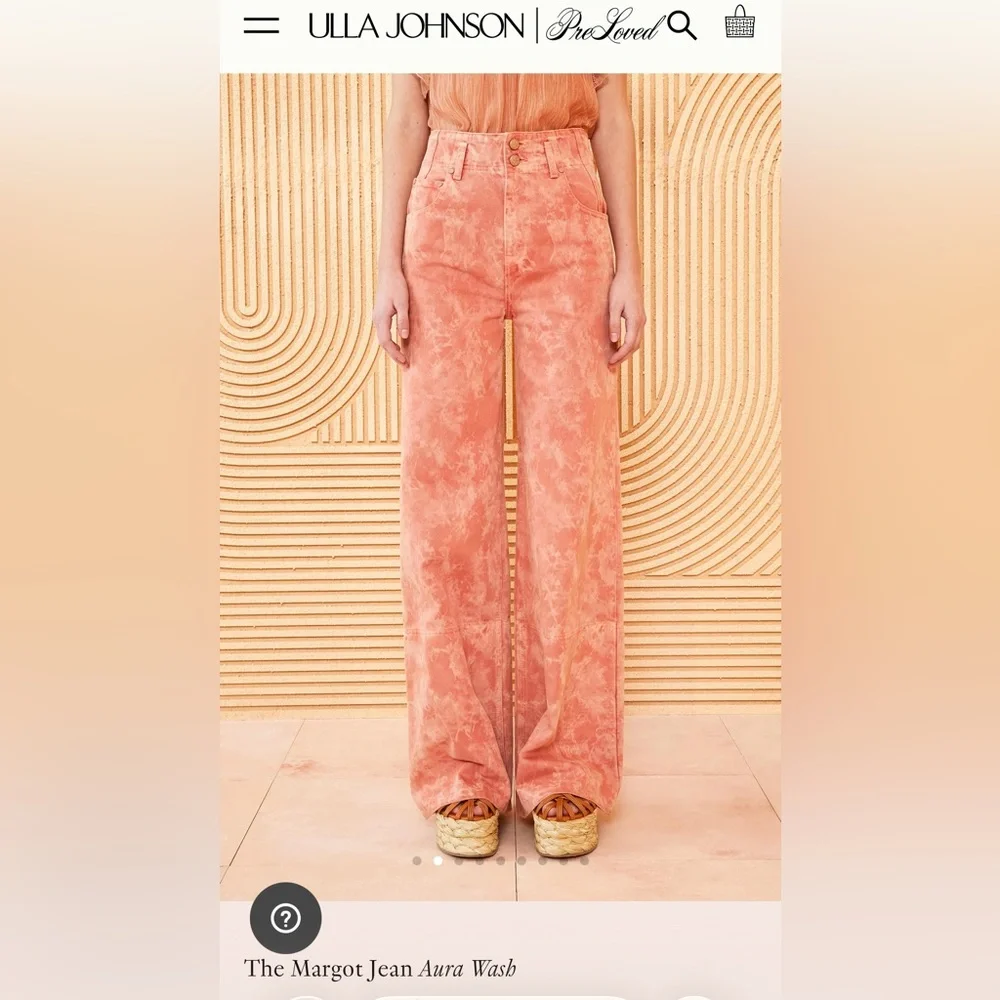 Ulla Johnson Wide Leg Margot Jean Tan/Orange Jeans - Picture 7 of 8